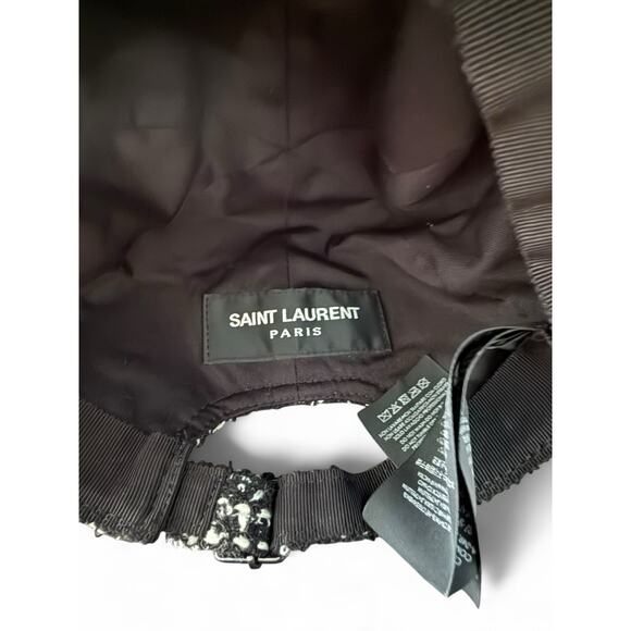 YSL SAINT LAURENT TWEED WOOL BLEND LOGO BASEBALL CAP HAT 56/SMALL - Picture 4 of 11